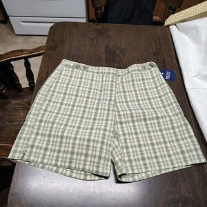 New Basic Editions Green Plaid Seersucker Shorts Size Women's 12